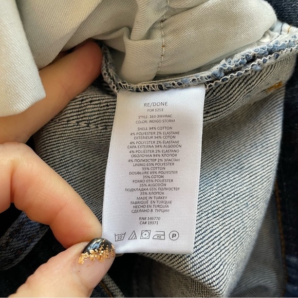 RE/DONE 90s High Rise Ankle Crop High Rise Indigo Storm Blue Skinny Jeans EUC 26 - Picture 7 of 10